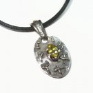 Genuine Natural Sphene Titanite Rune Handmade Pendant Necklace in Solid Silver