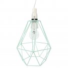 Metal Pendant Light Shade Mint Green Ceiling Industrial Geometric Wire Cage 24cm