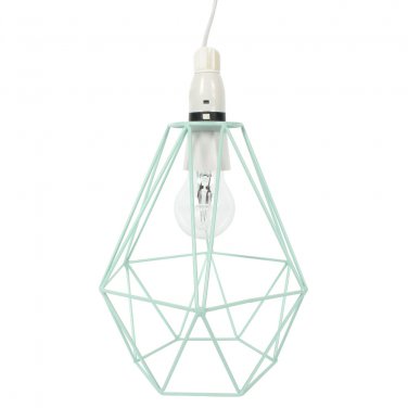 Metal Pendant Light Shade Mint Green Ceiling Industrial Geometric Wire Cage 24cm