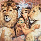 "HUGE" Egyptian Lion Goddess Banner Tapestry Wall Hanging 50'x70'in.~ FREE SHIP!
