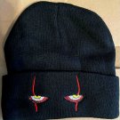 NEW "IT" PENNYWISE CLOWN Creepy Eyes Black Embroidered Beanie One Size FREE SHIP