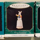 3 NEW Vintage Hallmark Keepsake Alice in Wonderland Christmas Ornaments 1990's