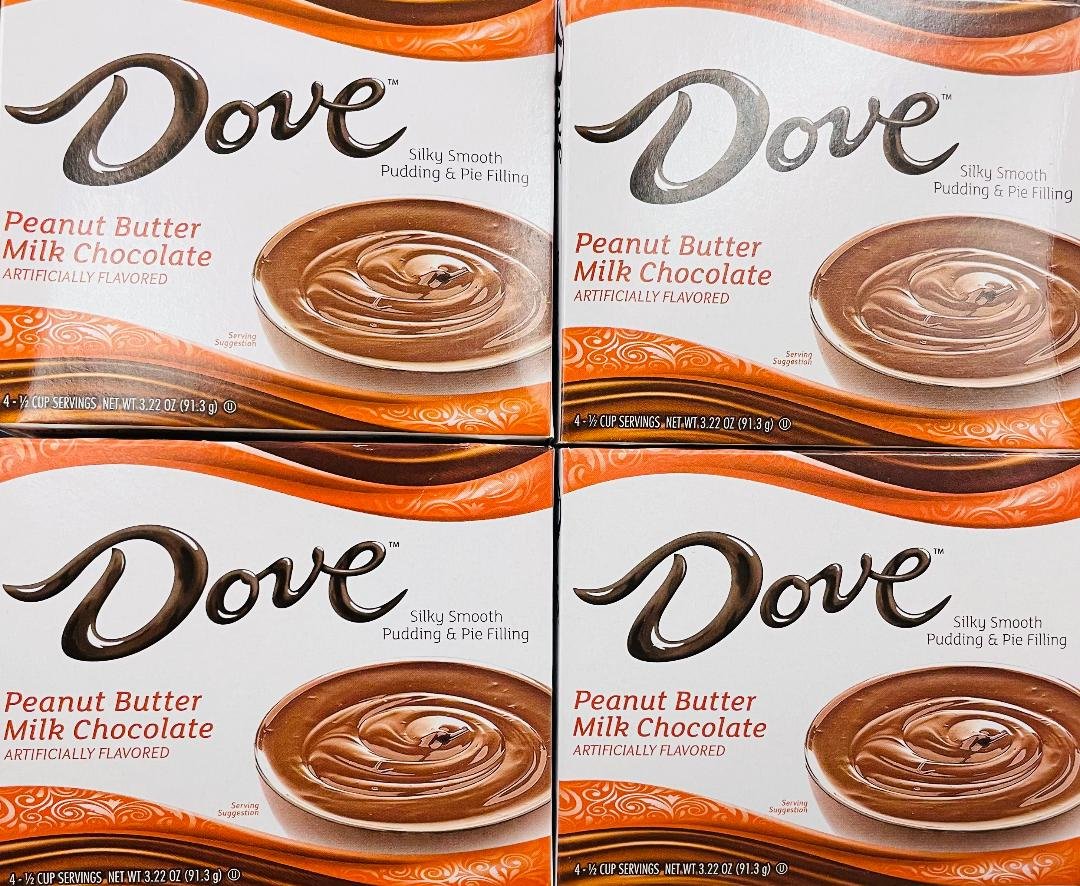 4 Boxes DOVE Peanut Butter Milk Chocolate Pudding *~* FAST FREE SHIPPING ! *~*