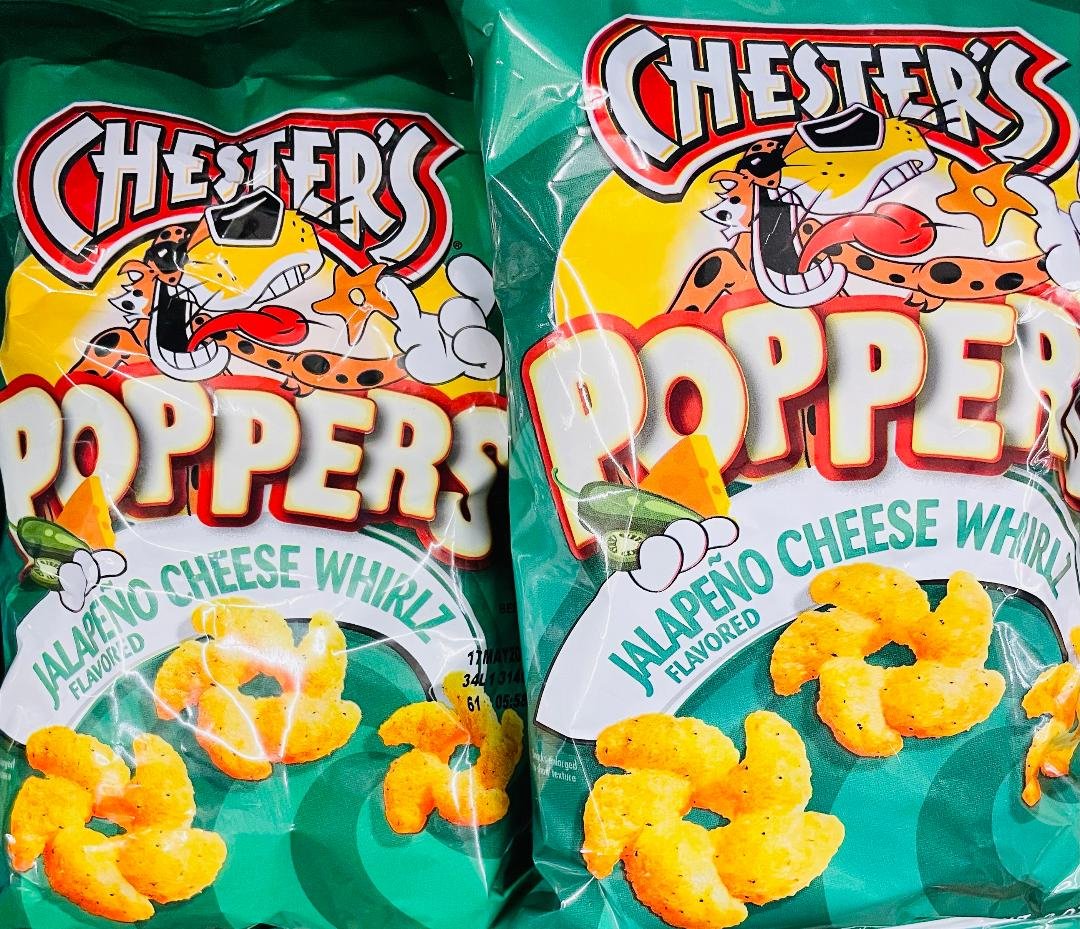 2 Bags Chester's POPPERS Jalapeno Cheese Whirlz *~* FAST FREE SHIPPING ! *~*