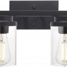 NEW(Open Box) MELUCEE 2 Light Black Wall Sconce w/Clear Glass Shade Vintage Look