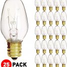 (25 Pack) 7 Watt 120V Candelabra Base Clear Night Light Bulb, 7C7 ~FREE SHIPPING