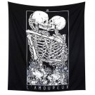 NEW 60"X80" Skull Tapestry The Kissing Lovers Tapestry Black Tarot Skeleton Goth