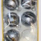 Kurt S. Adler 80MM Silver w/Glitter & Sequins Glass Ball 5Pc ~ FAST FREE SHIP !