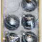 Kurt S. Adler 80MM Silver w/Glitter & Sequins Glass Ball 5Pc ~ FAST FREE SHIP !