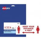 Avery Surface Safe 75ct "KEEP YOUR DISTANCE" Decals Rectangular/Water Resistant
