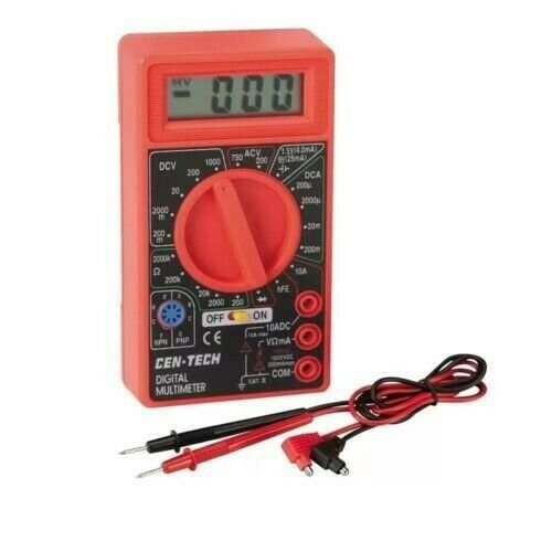 CenTech 7 Function Red Electrical Digital Multimeter With Leads NEW