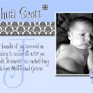 Blue Monogram Boy Photo Birth Announcement