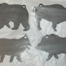 AR500 Animal Silhouette 4pc Set Bear Bison Coyote Hog Steel Target Gong 12" X 8"