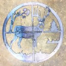 Deer In Crosshairs Hunting Scene Ring Steel Metal Art 24" X 24" 14 Gauge