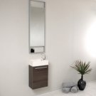 Fresca FVN8002GO Small Gray Oak Modern 15'' Bathroom Vanity Cabinet W/ Tall Mirror  - Gray Oak