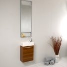 Fresca FVN8002TK Small Teak Modern 15'' Bathroom Vanity Cabinet W/ Tall Mirror  - Teak