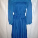 Blue Dress with Sheer Sleeves