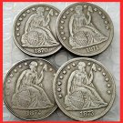RARE United States Full Set 1870-1873 4Pcs Seated Liberty Silver Color Coins. Explore Now!