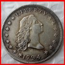 RARE Antique USA 1794 Flowing Hair Liberty Silver Color Dollar Coin. Explore Now!