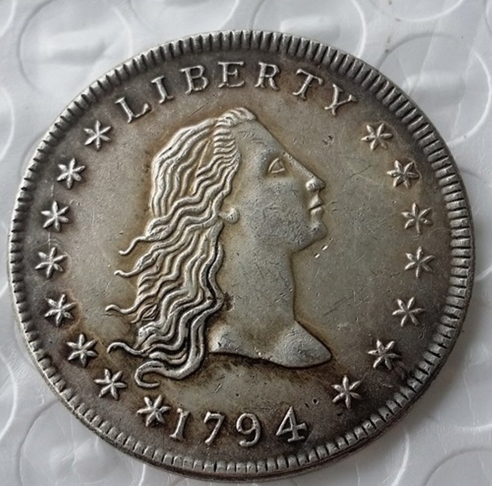 RARE Antique USA 1794 Flowing Hair Liberty Silver Color Dollar Coin ...