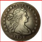 RARE Antique USA American 1796 Liberty Dollar Silver Color Coin. Explore Now!