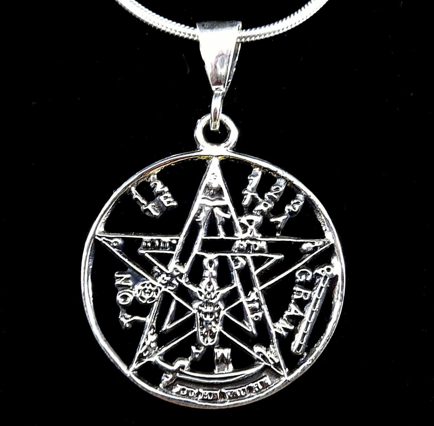 Solid 925 Sterling Silver TETRAGRAMMATON Pentacle of Solomon Pendant Amulet