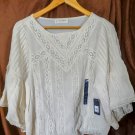 Lucky Brand embroidered flutter-sleeve lace top