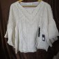 Lucky Brand embroidered flutter-sleeve lace top