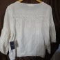 Lucky Brand embroidered flutter-sleeve lace top
