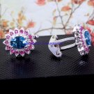 Natural Blue topaz & Ruby gemstones 925 sterling silver cufflinks