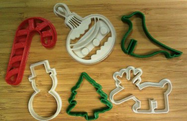 Christmas Cookie Cutters B - Candy Cane, Snowman, Tree, Dove, Reindeer, Ornament