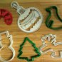 Christmas Cookie Cutters B - Candy Cane, Snowman, Tree, Dove, Reindeer, Ornament