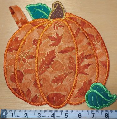 Pumpkin Fall Leaves Pattern Pot Holder, Oven Mitt, Trivet - Made in the USA