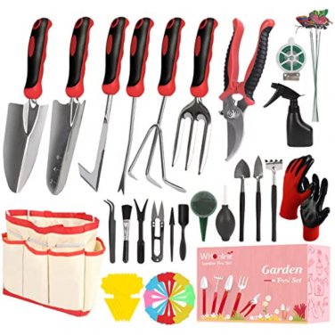 87Pcs Gardening Tools Set, Heavy Duty Garden Tool Kit