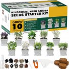 10 seeds herb grow kit, diy garden starter complete potted plant gr...