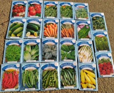 23 seeds 2021 assorted vegetable packed for tomato herb pepper basil carrot peas