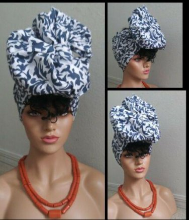 Scarf Turban 70'X23"  multicolor African print Wax head Tie Head Wrap 