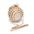 Pearl Ball Women's Clutch Purse Evening Bag Gold Diamond Beading Gold Chain