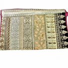 US SELLER Handbag Salmon Brown Red Old Gold Hand Embroidered Clutch Purse UNIQUE