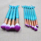 10pcs Mermaid Makeup Brush Set Colorful Cosmetics Kabuki Foundation Blending