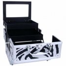 Aluminum Makeup Train Case Jewelry Box Cosmetic Organizer Zebra Pattern BR