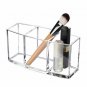 Makeup Brush Holder Organizer Clear 3 Slot Acrylic Cosmetic Brushes Storage Case