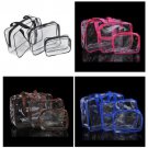 3pc Transparent Travel Bag Set Airport Cosmetic Makeup Toiletry Clear Wash Pouch