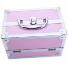Aluminum Makeup Train Case Jewelry Box Cosmetic Organizer With Mirror Pink WH