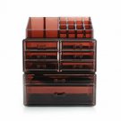 Cosmetics Storage Rack Box Organizer Makeup Cabinet Plastic Clear Brown 8 Drawer