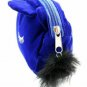Velour Makeup Bag Eyelashes Fuzzy Pom Zipper Top