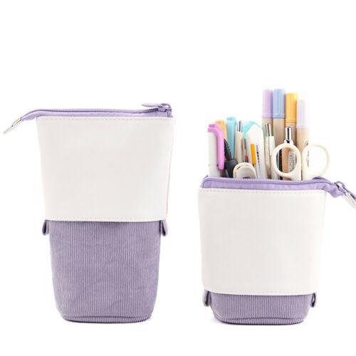 Folded Standing Pencil Case Box Flexible Telescopic Bag Stationery Storage Pouch