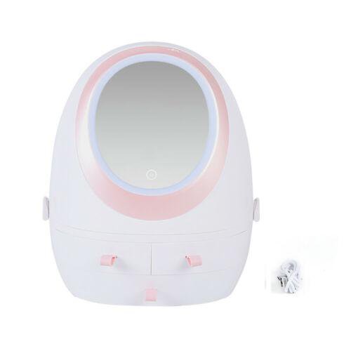 LED HD Mirror Makeup Storage Box Cosmetic Organizer Case