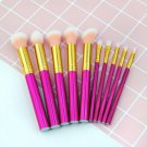 10pc Makeup Brush Set Powder Foundation Eyebrow Pencil Blending Brush Red Tools