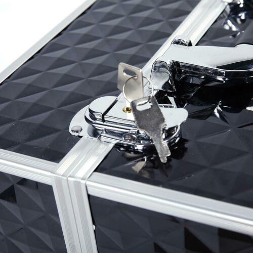 New Type Lockable Makeup Train Case Travel Cosmetic Jewelry Organizer Aluminum